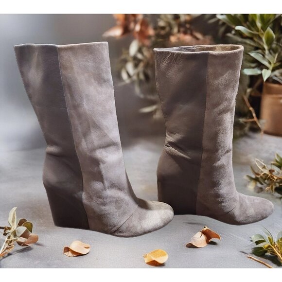 Enzo Angiolini Shoes - Enzo Angiolini Eabaki Wedge Boots Gray Suede Leather Women 7.5
